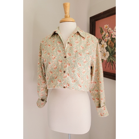 80s Ralph Lauren Floral 1980s Vintage Cotton Flannel Long Sleeve Button Down Top - Picture 4 of 14